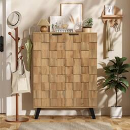 ModernLuxe Shoe storage cabinet with 5 compartments & adjustable shelves in Natural - thumbnail 2