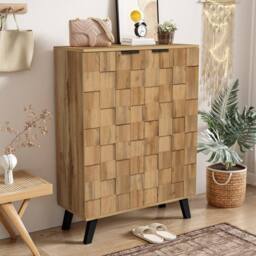 ModernLuxe Shoe storage cabinet with 5 compartments & adjustable shelves in Natural - thumbnail 7