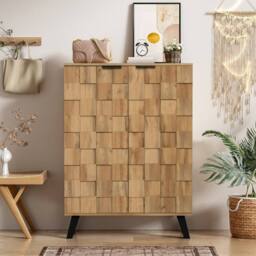 ModernLuxe Shoe storage cabinet with 5 compartments & adjustable shelves in Natural - thumbnail 8