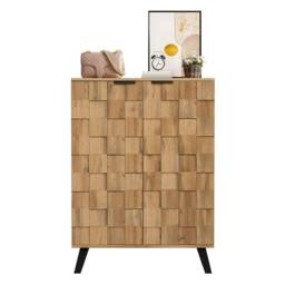 ModernLuxe Shoe storage cabinet with 5 compartments & adjustable shelves in Natural
