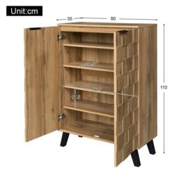 ModernLuxe Shoe storage cabinet with 5 compartments & adjustable shelves in Natural - thumbnail 6