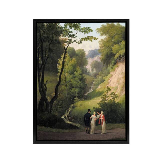 "Artery8 CW Eckersberg The Devil's Cleft at Liselund Manor Framed Canvas Art in Green - Size: W12"" x H16""" - image 1