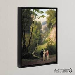 "Artery8 CW Eckersberg The Devil's Cleft at Liselund Manor Framed Canvas Art in Green - Size: W12"" x H16""" - thumbnail 2