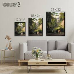 "Artery8 CW Eckersberg The Devil's Cleft at Liselund Manor Framed Canvas Art in Green - Size: W12"" x H16""" - thumbnail 4
