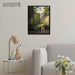 "Artery8 CW Eckersberg The Devil's Cleft at Liselund Manor Framed Canvas Art in Green - Size: W12"" x H16""" - thumbnail 3