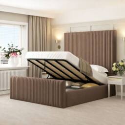 "Bed Choices Aspire Upholstered Bed Frame with 70"" Headboard & mattress in Taupe - Size: King" - thumbnail 4