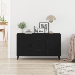 Berkfield Home Black Oak Sideboard 100x36x60 cm Made from Engineered Wood - Size: 100 x 36 x 60 cm - thumbnail 4