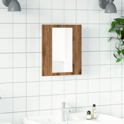 Berkfield Home LED Bathroom Mirror Cabinet Artisan Oak 40x12x45 cm Engineered Wood in Brown - Size: 40 x 12 x 45 cm - thumbnail 4