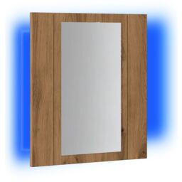 Berkfield Home LED Bathroom Mirror Cabinet Artisan Oak 40x12x45 cm Engineered Wood in Brown - Size: 40 x 12 x 45 cm - thumbnail 3