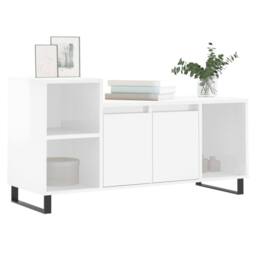 Berkfield Home TV Cabinet High Gloss White 100x35x55 cm Engineered Wood - Size: 100 x 35 x 55 cm - thumbnail 1
