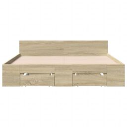 Berkfield Home Bed Frame with Drawers without Mattress Sonoma Oak 150x200 cm King Size in Brown - thumbnail 4