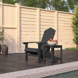 Berkfield Home Garden Adirondack Chair with Table HDPE Anthracite in Black - thumbnail 1