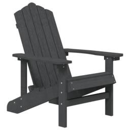 Berkfield Home Garden Adirondack Chair with Table HDPE Anthracite in Black - thumbnail 3