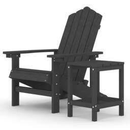 Berkfield Home Garden Adirondack Chair with Table HDPE Anthracite in Black - thumbnail 2