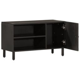 Berkfield Home TV Cabinet Black 80x31x46 cm Solid Wood Mango - Size: 80 x 31 x 46 cm - thumbnail 2
