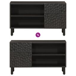 Berkfield Home TV Cabinet Black 80x31x46 cm Solid Wood Mango - Size: 80 x 31 x 46 cm - thumbnail 6