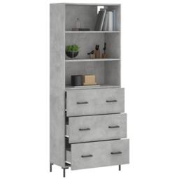 Berkfield Home Highboard Concrete Grey 69.5x34x180 cm Engineered Wood - thumbnail 3