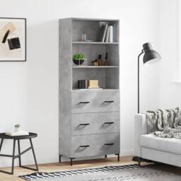 Berkfield Home Highboard Concrete Grey 69.5x34x180 cm Engineered Wood - thumbnail 2