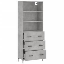 Berkfield Home Highboard Concrete Grey 69.5x34x180 cm Engineered Wood - thumbnail 4
