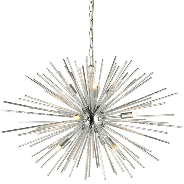 Loops Multi Light Ceiling Pendant 9 Bulb Chrome Feature Chandelier Vintage Metal Lamp - image 1