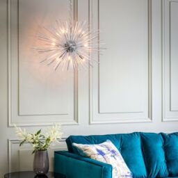 Loops Multi Light Ceiling Pendant 9 Bulb Chrome Feature Chandelier Vintage Metal Lamp - thumbnail 5