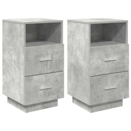 Berkfield Home Bedside Cabinets 2 pcs with 2 Drawers Concrete Grey 36x36x68 cm - Size: 36 x 36 x 68 cm - thumbnail 2