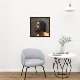 "Artery8 Wall Art Print Martin Henri Self Portrait As John Baptist Painting Square Framed Picture 16X16 Inch in Black - Size: W16"" x H16""" - thumbnail 2