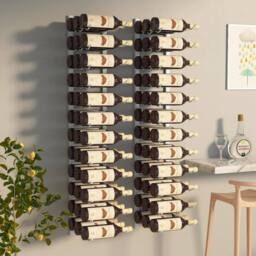 Berkfield Home Wall Mounted Wine Rack for 36 Bottles 2 pcs White Iron - thumbnail 2