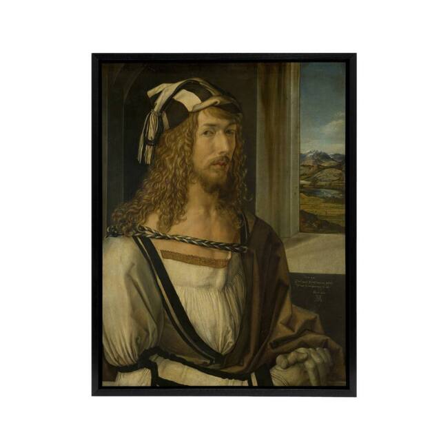 "Artery8 Self Portrait Young Artist Albrecht Durer Framed Canvas Wall Art Print - Size: W18"" x H24""" - image 1