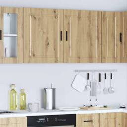 Berkfield Home Kitchen Wall Cabinets 2 pcs¬†Porto Artisan Oak Engineered Wood in Brown - thumbnail 4