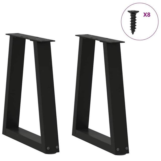 Berkfield Home Modern Dining Table Legs V-Shape 2 pcs Black 28x(42-43.3) cm Steel - image 1