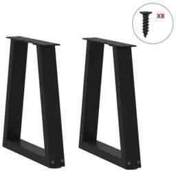 Berkfield Home Modern Dining Table Legs V-Shape 2 pcs Black 28x(42-43.3) cm Steel - thumbnail 1