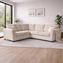 Furnishings For Less UK Ascot 5 Seater Corner Sofa Chenille Fabric Beige
