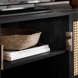 Birlea Rattan TV Entertainment Unit Curved Small Cabinet Sark in Black - thumbnail 5