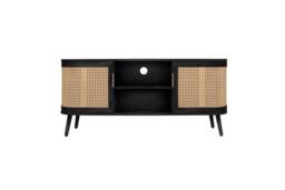 Birlea Rattan TV Entertainment Unit Curved Small Cabinet Sark in Black - thumbnail 9
