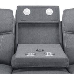 Furnishings For Less UK Orlando Grey Fabric Electric Reclining Sofa Set 3+1+1 USB - thumbnail 6