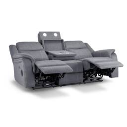 Furnishings For Less UK Orlando Grey Fabric Electric Reclining Sofa Set 3+1+1 USB - thumbnail 5