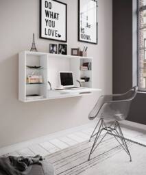 VCM Wooden desk wall desk Teala in White - thumbnail 2