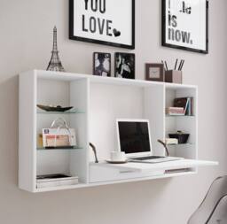 VCM Wooden desk wall desk Teala in White - thumbnail 3