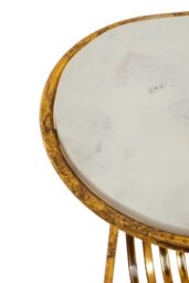 Orsina Table With Magazine Rack, Storage Round Table, Versatile Bedside Table, White Marble Topped Nesting Table in Gold - thumbnail 5