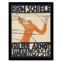 Artery8 Galerie Arnot 1915 Exhibition Poster Framed Wall Art Print Egon Schiele in Orange - Size: A4 - thumbnail 1