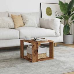 Berkfield Home Durable Coffee Table Old Wood 40x40x30 cm Engineered Wood in Brown - Size: 40 x 40 x 30 cm - thumbnail 1