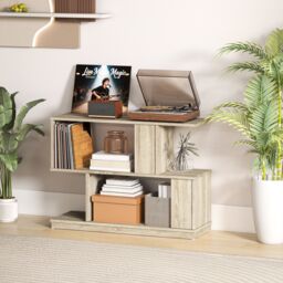 HOMCOM Modern Narrow End Table, S-Shaped Nightstand, Natural Wood Finish in Light Brown - thumbnail 6