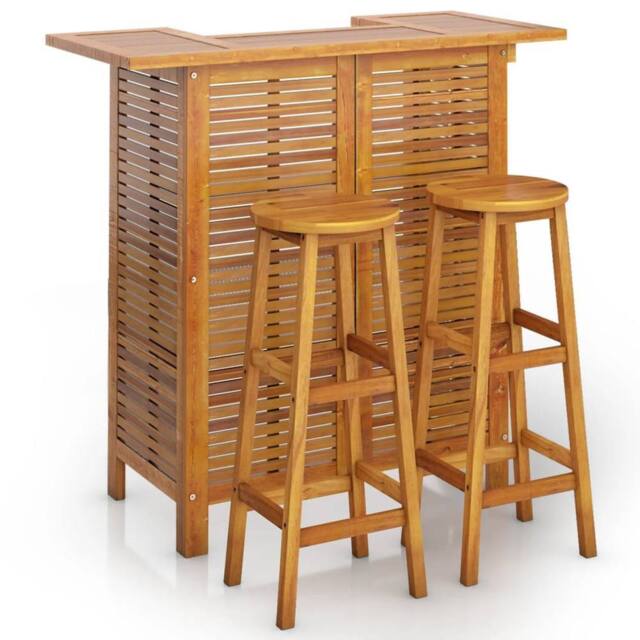 Berkfield Home 3 Piece Garden Bar Set Solid Wood Acacia in Brown - image 1