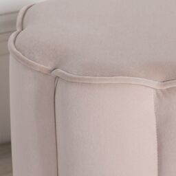 Glasstone Natural Colour Velvet Round Stool in Off-White - thumbnail 3