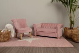 Orsina Kids Chair, Comfortable Seating Indoor Chair, Easy to Clean Bedroom Chair, Adjustable Velvet Chair in Pink - thumbnail 6