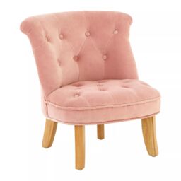 Orsina Kids Chair, Comfortable Seating Indoor Chair, Easy to Clean Bedroom Chair, Adjustable Velvet Chair in Pink - thumbnail 2