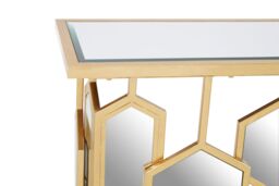 Orsina Geometric Console Table For Sitting Area, Modern Design Decorative Table, Table With Hexagonal Mirror Base in Gold - thumbnail 5