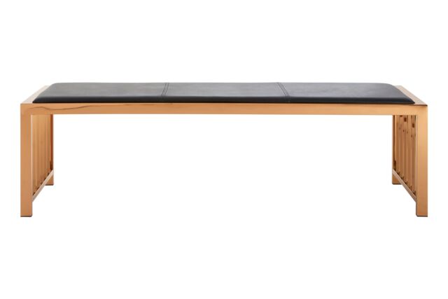 Orsina Contemporary Design Rose Gold Bench, Sleek Garden Bench For Outdoor, Leather Upholstered Dining Bench - image 1