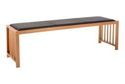 Orsina Contemporary Design Rose Gold Bench, Sleek Garden Bench For Outdoor, Leather Upholstered Dining Bench - thumbnail 2